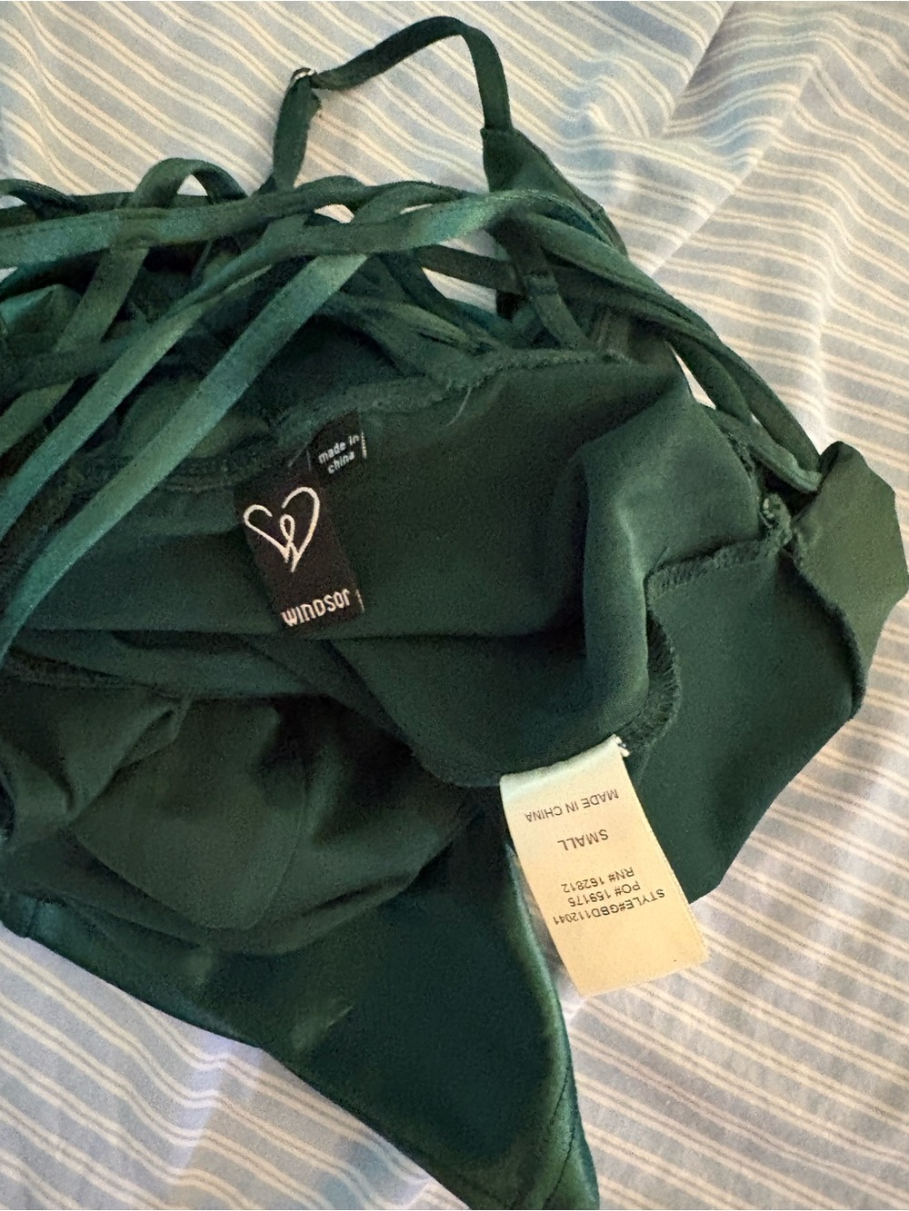 Homecoming Windsor Dark Emerald Satin Slip Mini Dress - Picture 3 of 3